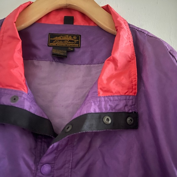 Rare Vintage Y2K 90s Eddie Bauer Color Block Windbreaker Sz M Christmas holiday - Picture 2 of 4